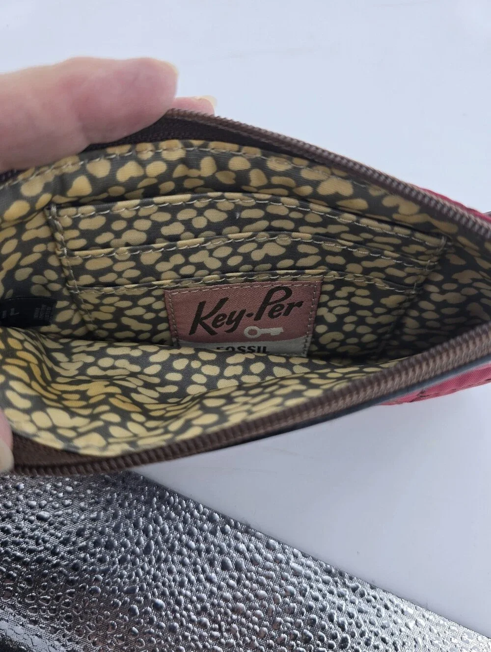 Fossil Red Quilted Wristlet